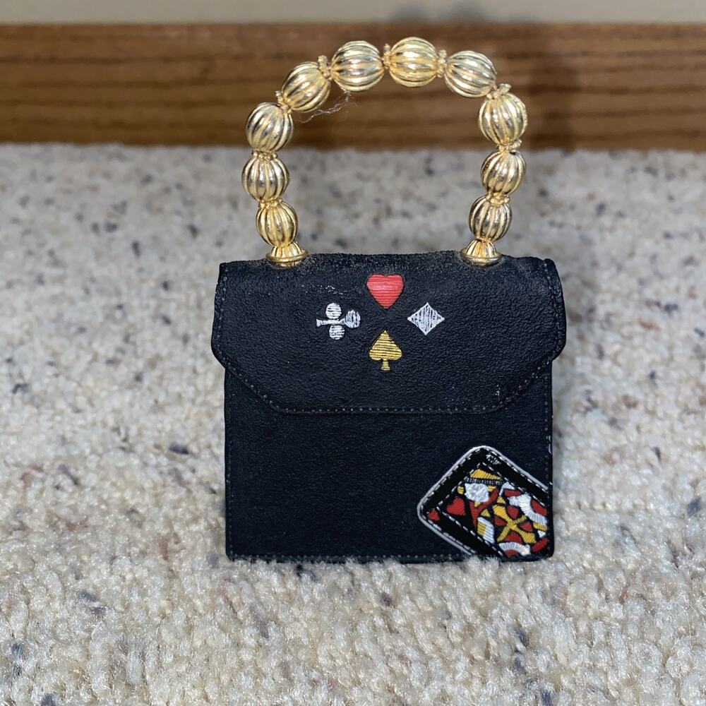 Vtg Just the Right Shoe Raine "Queen of Hearts" Black Miniature Purse #25326